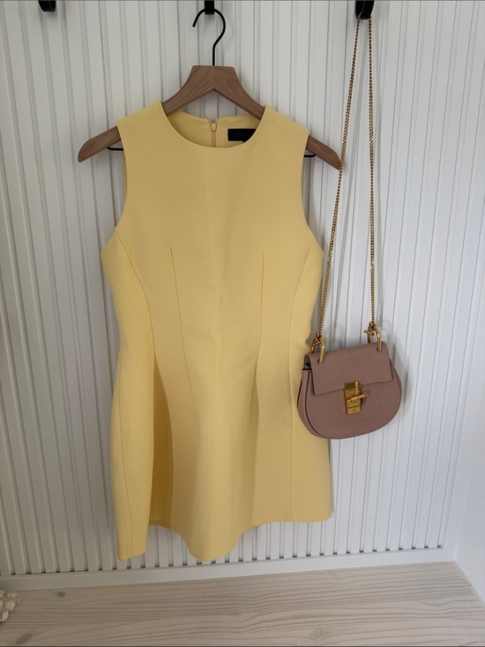 Zara Pale Yellow Sleeveless Mini Dress
